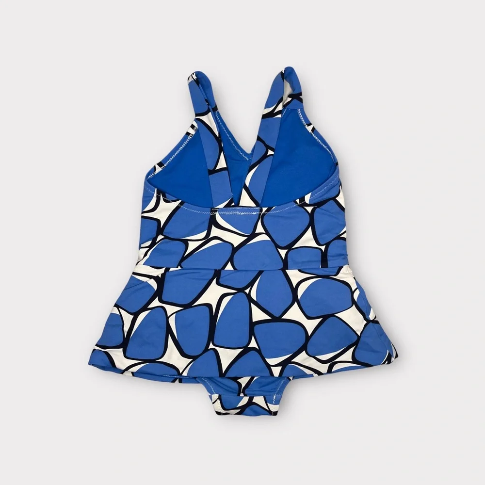 Diane Von Furstenberg DVF x GAP Blue & White Geo Shape Peplum Swimsuit